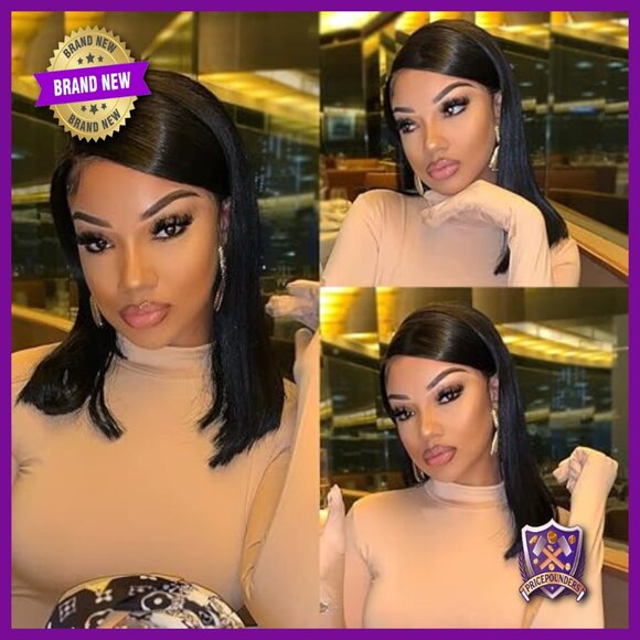 13x6 HD Lace Front Bob Wig, 150% Density Human Hair, Glueless Pre-Plucked